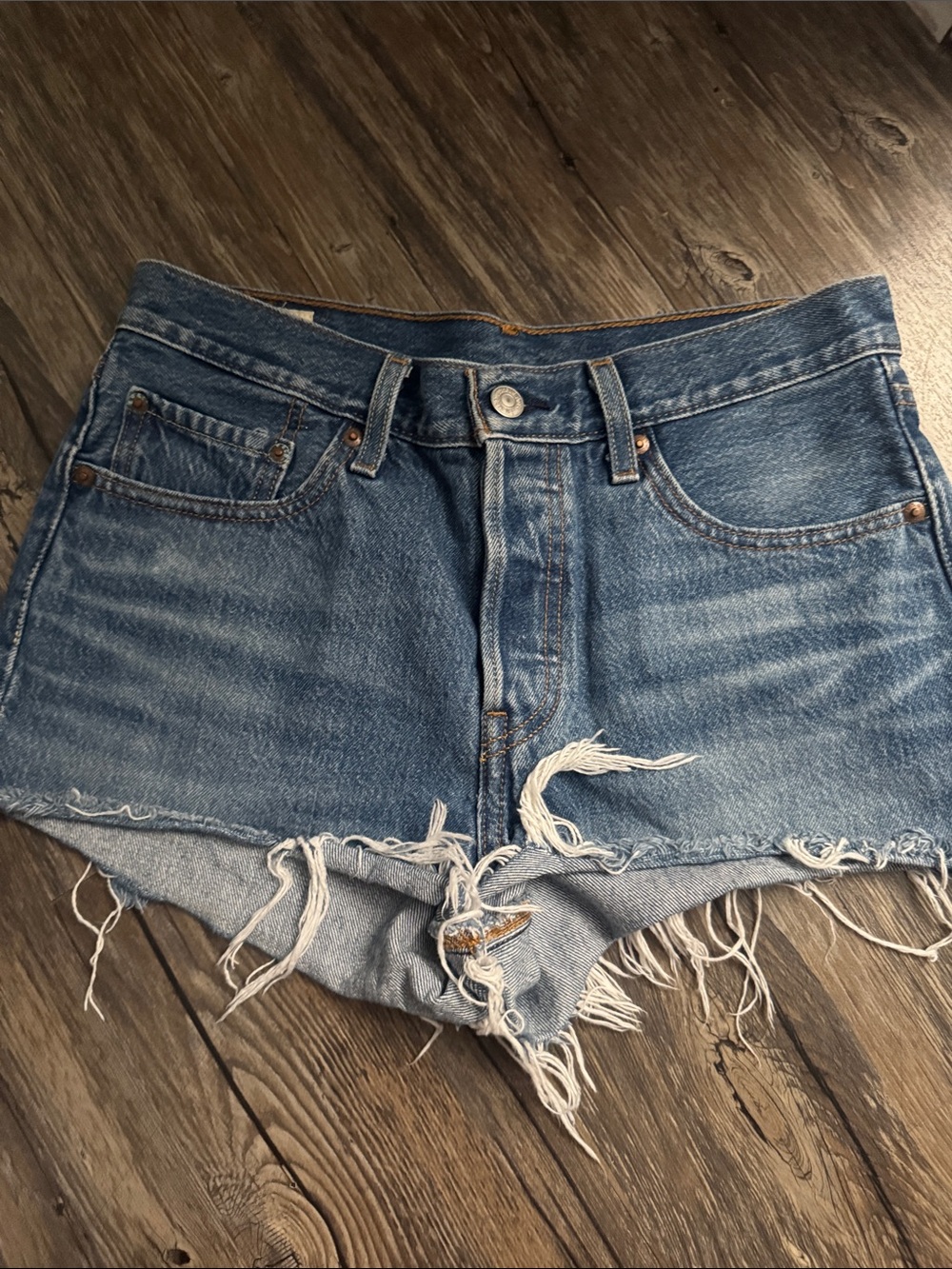 Levi's Distressed Light Blue Denim Cutoff Shorts size 26